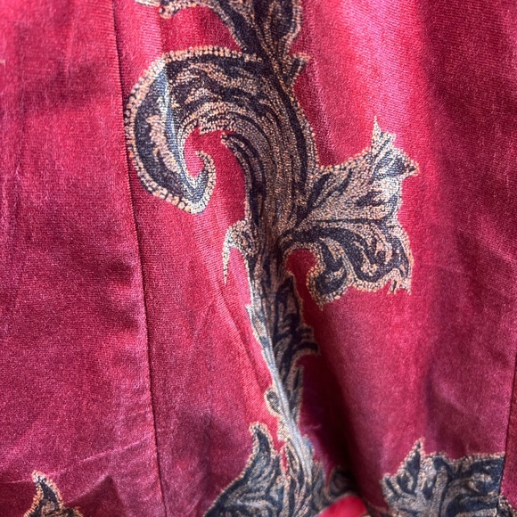 Vintage Red Velour Faux Fur Trim Artsy Design Open Coat Jacket Women’s Medium - Picture 8 of 9